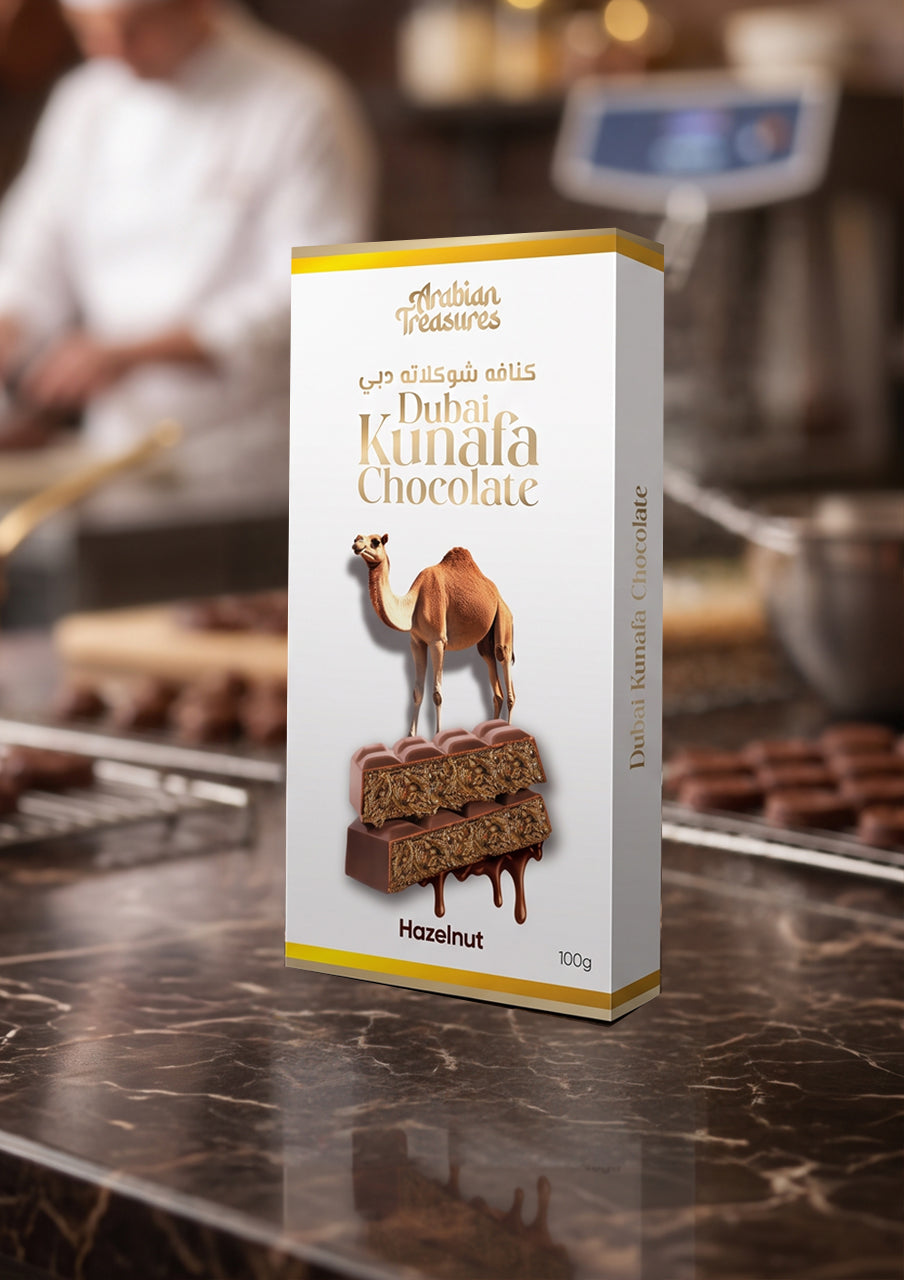 Kunafa Hazelnut Chocolate 100g – Arabian Treasure